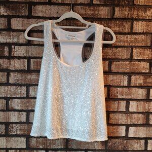Women's Heartloom White Sequinned Tank Top Size Medium